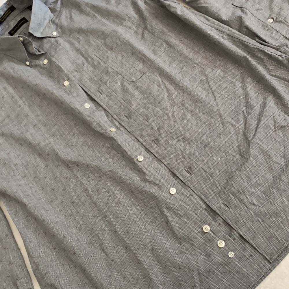 Allen Edmonds | Plaid Wrinkle Free Cotton Button Down Shirt Gray/Grey (L) - Picture 4 of 16